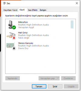 Bilgisayar Mikrofonu Görmüyor