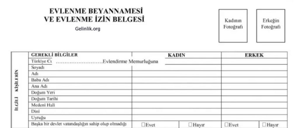 evlenme izin belgesi